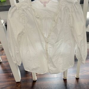LC Lauren Conrad Ivory Ruffle Blouse